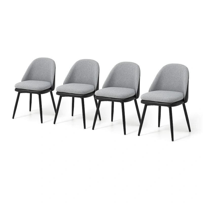 Glitzhome Lot de 4 Fauteuils de Salle à Manger d'Appoint en Similicuir Cousu de Style Mid-Century