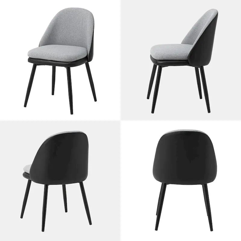 Glitzhome Lot de 4 Fauteuils de Salle à Manger d'Appoint en Similicuir Cousu de Style Mid-Century