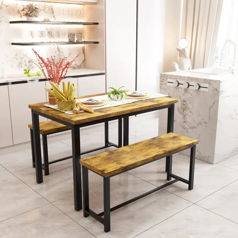 Ensemble table et banc de salle à manger, ensemble de 3 meubles de salle à manger, ensemble table de cuisine pour cuisine, salle à manger, salon