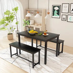 Dining Table Set with Bench, 3 Pieces Dining Furniture Set Kitchen Table Set for Kitchen, Dining Room, Living Room
