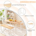 Dining Table Set with Bench, 3 Pieces Dining Furniture Set Kitchen Table Set for Kitchen, Dining Room, Living Room