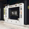 White Entertainment Unit with Multiple Storage Options Tempered Glass - 96.9