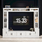 White Entertainment Unit with Multiple Storage Options Tempered Glass - 96.9