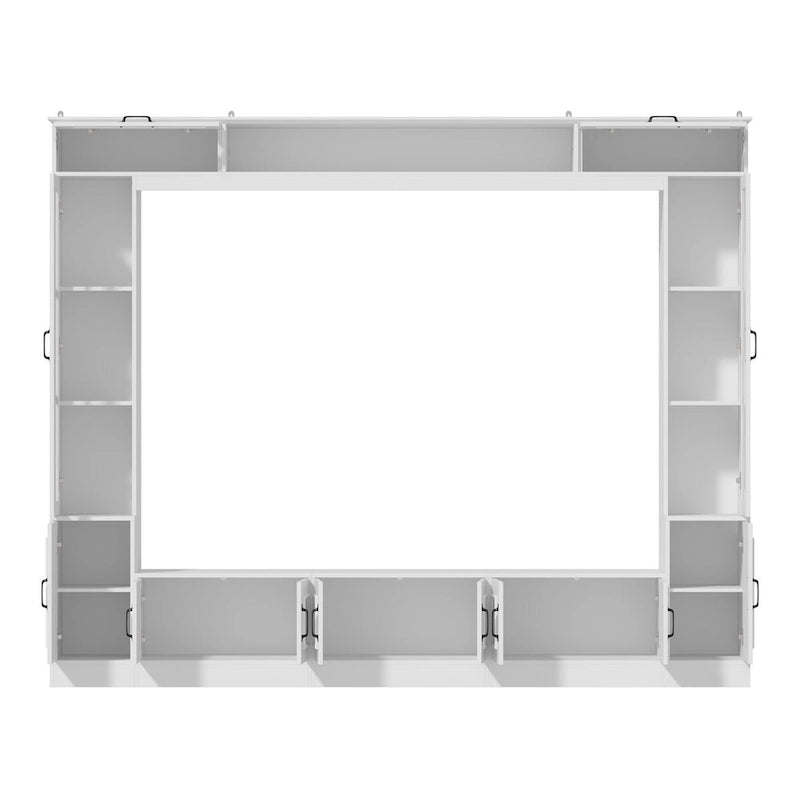 White Entertainment Unit with Multiple Storage Options Tempered Glass - 96.9