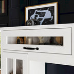 White Entertainment Unit with Multiple Storage Options Tempered Glass - 96.9