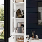 White Entertainment Unit with Multiple Storage Options Tempered Glass - 96.9