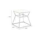 Lio 18 Inch Side End Table, Black Marble Top, Gold Open Hourglass Frame