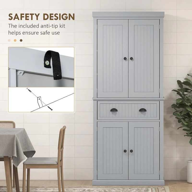High Quality Home 72 Kitchen Pantry Storage Cabinet with 4 Doors