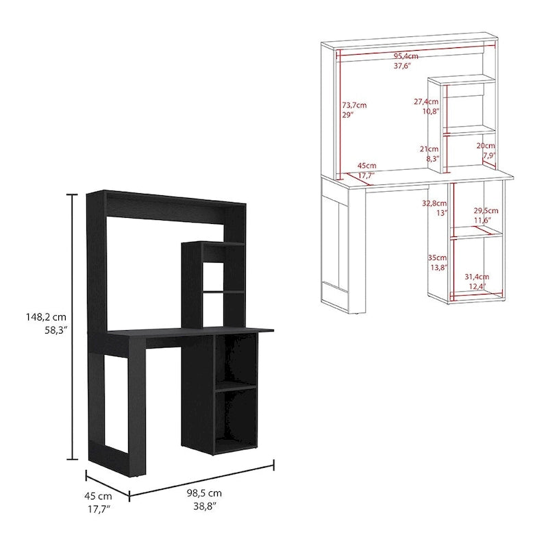Desk With Hutch and Shelves,Computer Desk for Home Office