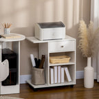 Mobile Printer Stand, Rolling File Cabinet Cart with Wheels, Adjustable Shelf, Drawer and CPU Stand, White