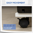 Mobile Printer Stand, Rolling File Cabinet Cart with Wheels, Adjustable Shelf, Drawer and CPU Stand, White