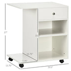 Mobile Printer Stand, Rolling File Cabinet Cart with Wheels, Adjustable Shelf, Drawer and CPU Stand, White
