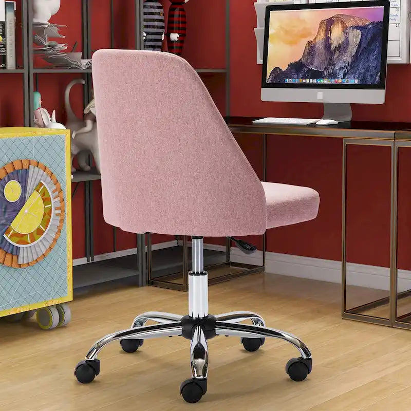 Office Desk Chair, Modern Cute Rolling Vanity Swivel Task Chairs with Wheels, Armless for Home, Bedrooms, Office, Study, Student
