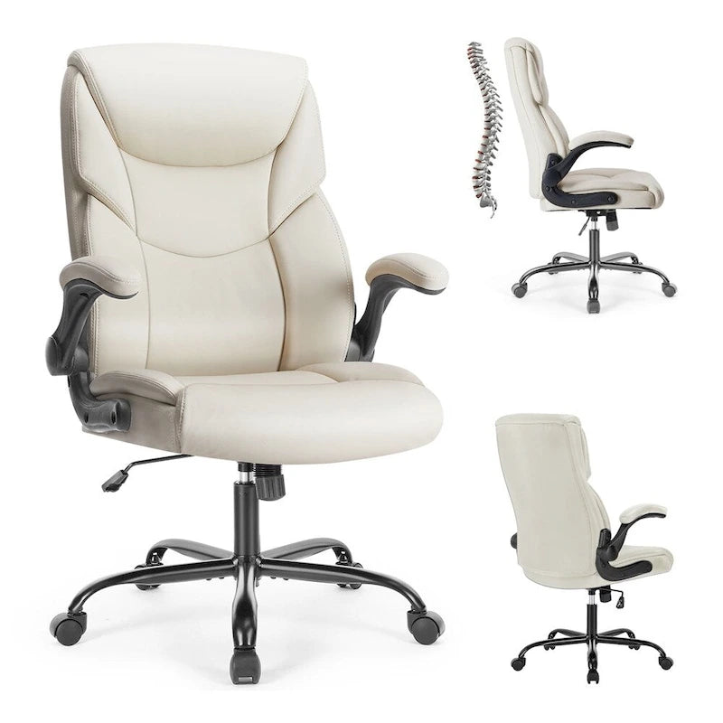 Adjustable Ergonomic Home Office Chair with Flip-Up Armrest - N/A