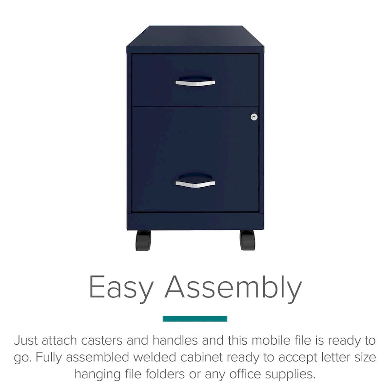 Space Solutions 18 Deep 2 Drawer Letter Width Mobile Vertical File Cabinet with Accessory Drawer