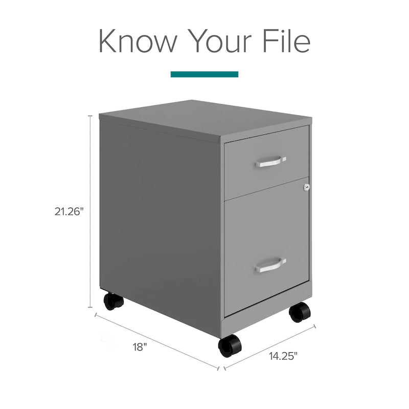 Space Solutions 18 Deep 2 Drawer Letter Width Mobile Vertical File Cabinet with Accessory Drawer