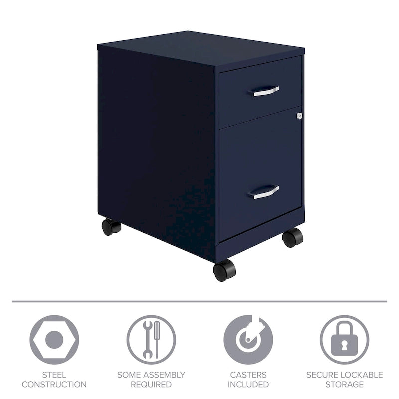 Space Solutions 18 Deep 2 Drawer Letter Width Mobile Vertical File Cabinet with Accessory Drawer
