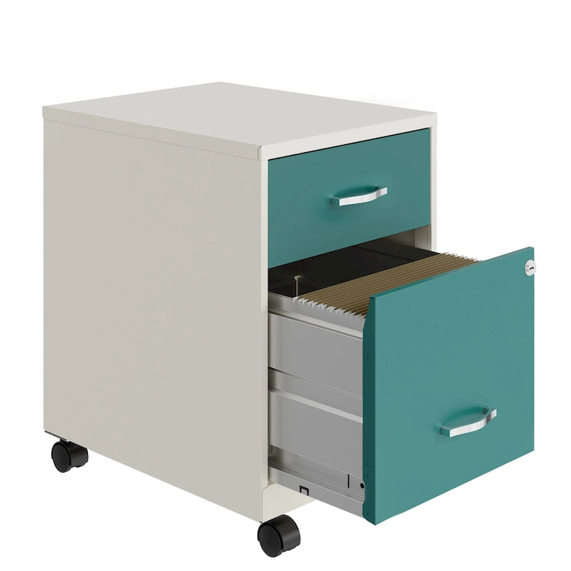 Space Solutions 18 Deep 2 Drawer Letter Width Mobile Vertical File Cabinet with Accessory Drawer
