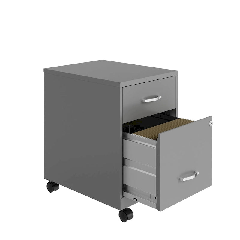 Space Solutions 18 Deep 2 Drawer Letter Width Mobile Vertical File Cabinet with Accessory Drawer