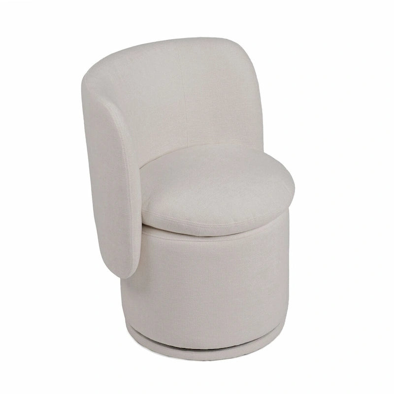 Reno Nori 26 pouces, chaise de salle à manger pivotante, tissu blanc cassé, dossier à oreilles, bois