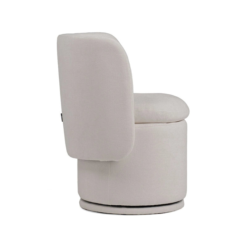 Reno Nori 26 pouces, chaise de salle à manger pivotante, tissu blanc cassé, dossier à oreilles, bois
