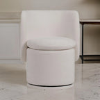 Reno Nori 26 pouces, chaise de salle à manger pivotante, tissu blanc cassé, dossier à oreilles, bois