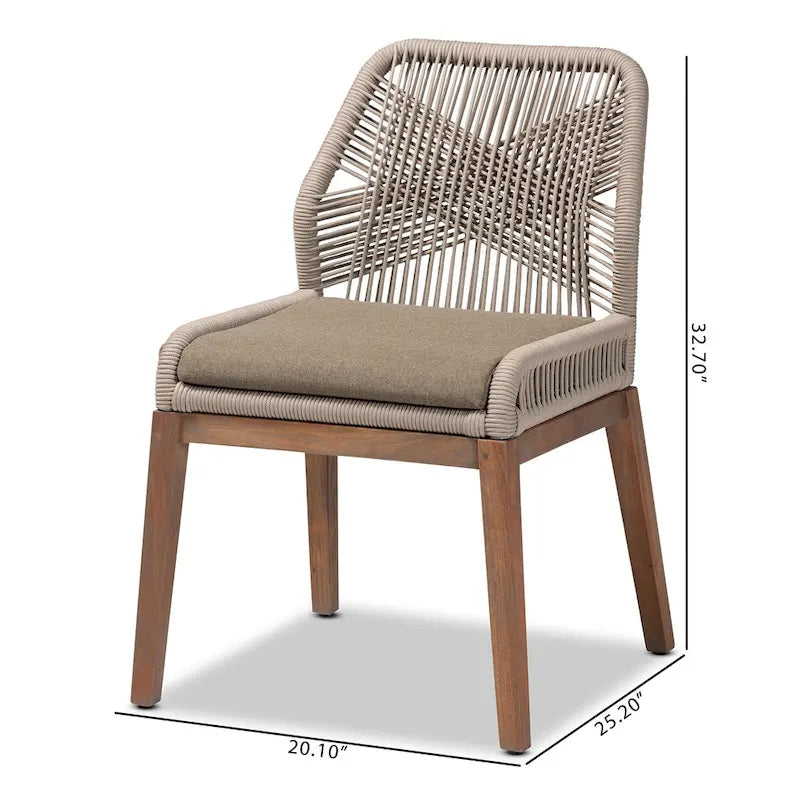 Chaise de salle à manger en acajou tressée de style transitionnel moderne – Gris