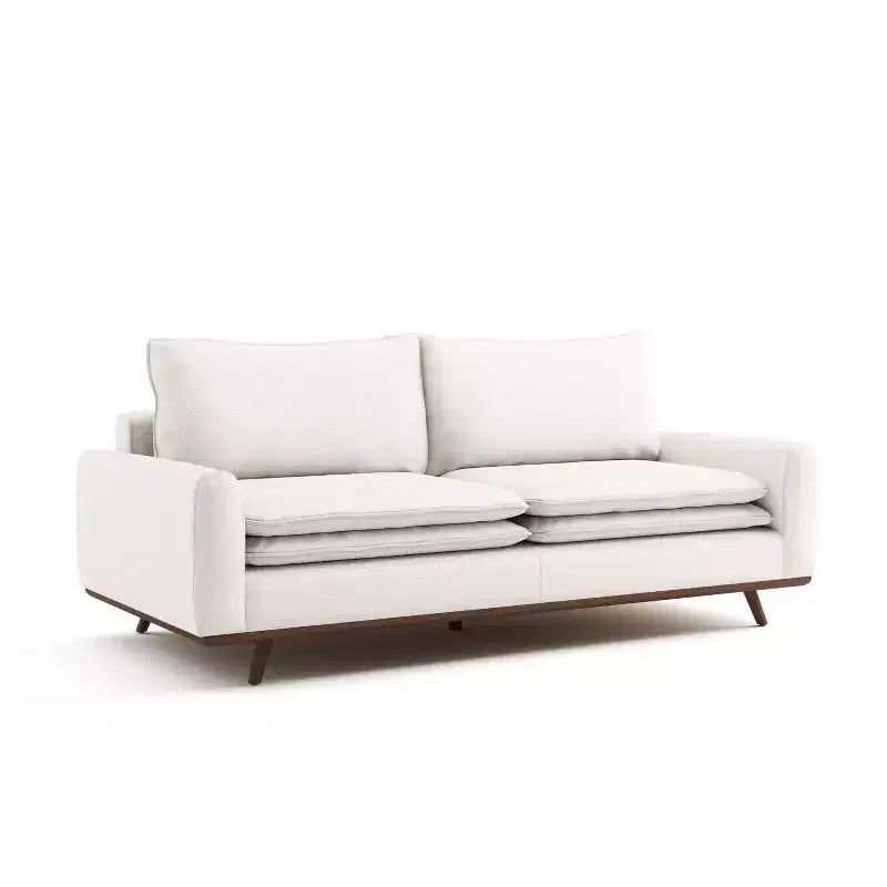 MAISONS : Intérieur et Extérieur Canapé mi-siècle Gubera 82" en mélange de coton et de lin avec coussins en mélange de plumes