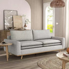 MAISONS : Intérieur et Extérieur Canapé mi-siècle Gubera 82" en mélange de coton et de lin avec coussins en mélange de plumes