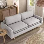 MAISONS : Intérieur et Extérieur Canapé mi-siècle Gubera 82" en mélange de coton et de lin avec coussins en mélange de plumes