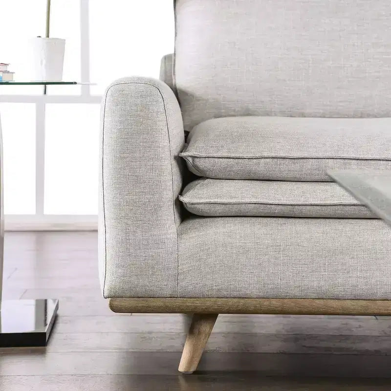 MAISONS : Intérieur et Extérieur Canapé mi-siècle Gubera 82" en mélange de coton et de lin avec coussins en mélange de plumes