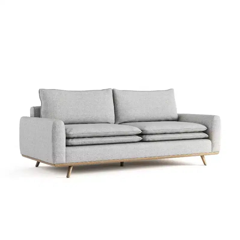 MAISONS : Intérieur et Extérieur Canapé mi-siècle Gubera 82" en mélange de coton et de lin avec coussins en mélange de plumes