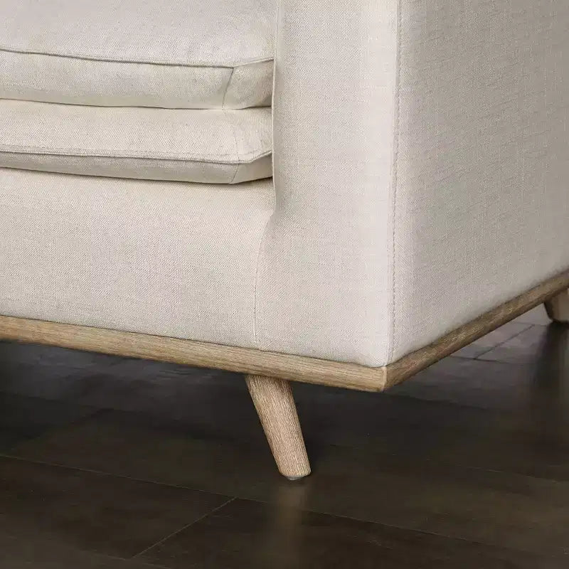 MAISONS : Intérieur et Extérieur Canapé mi-siècle Gubera 82" en mélange de coton et de lin avec coussins en mélange de plumes