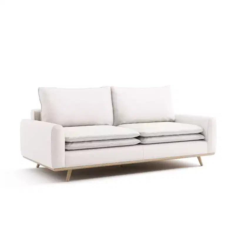 MAISONS : Intérieur et Extérieur Canapé mi-siècle Gubera 82" en mélange de coton et de lin avec coussins en mélange de plumes