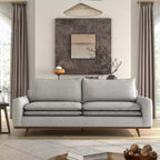 MAISONS : Intérieur et Extérieur Canapé mi-siècle Gubera 82" en mélange de coton et de lin avec coussins en mélange de plumes