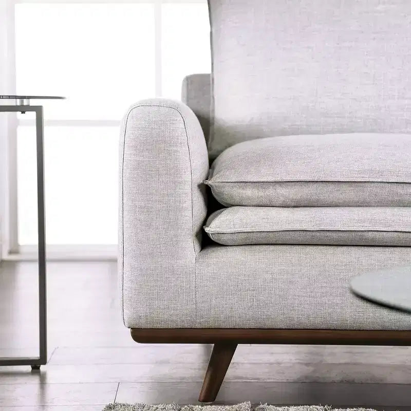 MAISONS : Intérieur et Extérieur Canapé mi-siècle Gubera 82" en mélange de coton et de lin avec coussins en mélange de plumes