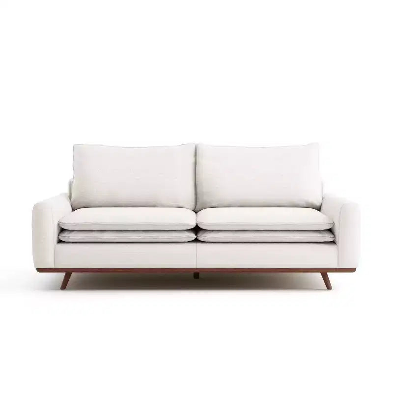 HOMES: Inside + Out Gubera 82" Mid-Century Sofa Cotton Linen Blend Upholstery with Feather Blend Cushions