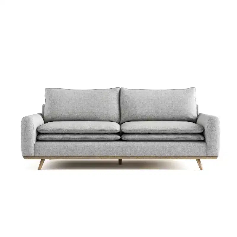 HOMES: Inside + Out Gubera 82" Mid-Century Sofa Cotton Linen Blend Upholstery with Feather Blend Cushions