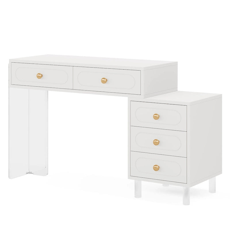 Modern 5 Drawers Computer Writing Desk with Acrylic Base