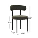 Boucle Dining Chairs Set of 2,Mid-Century Modern Curved Backrest Chair,Round Upholstered Kitchen Chairs