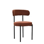 Boucle Dining Chairs Set of 2,Mid-Century Modern Curved Backrest Chair,Round Upholstered Kitchen Chairs