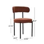 Boucle Dining Chairs Set of 2,Mid-Century Modern Curved Backrest Chair,Round Upholstered Kitchen Chairs