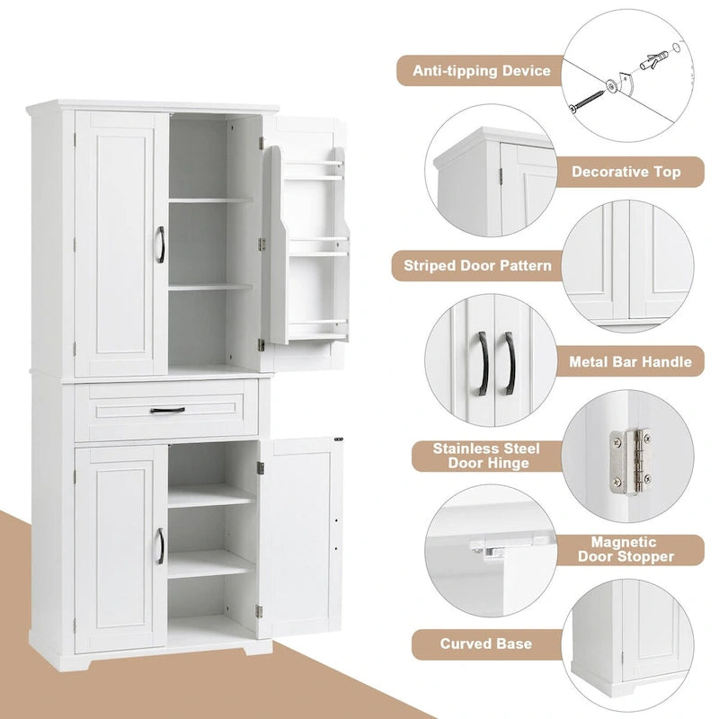 Bathroom Storage Cabinet with Doors and Drawer,Multiple Storage Space,Adjustable Shelf