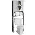 Meuble de rangement sur pied pour toilettes avec 2 portes et étagère ouverte - 175 cm