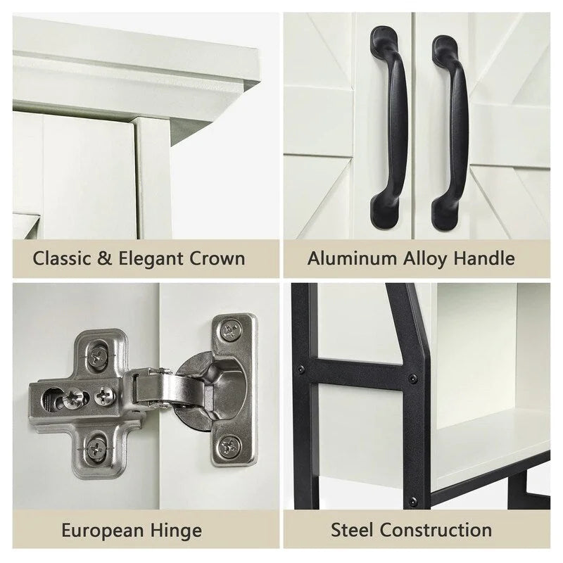 Over-the-Toilet Storage Cabinet with 2 Doors and Open Shelf - 69 Inch