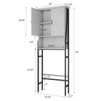 Meuble de rangement sur pied pour toilettes avec 2 portes et étagère ouverte - 175 cm