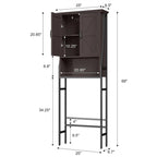 Meuble de rangement sur pied pour toilettes avec 2 portes et étagère ouverte - 175 cm
