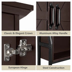 Meuble de rangement sur pied pour toilettes avec 2 portes et étagère ouverte - 175 cm