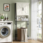 Meuble de rangement sur pied pour toilettes avec 2 portes et étagère ouverte - 175 cm