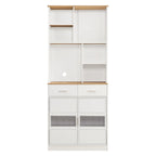 Meuble de rangement haut sur pied de 183 cm pour la cuisine, la salle de bain, le salon, blanc